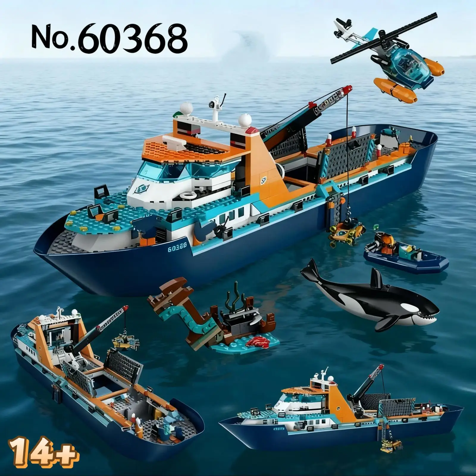 Hot Toys 815 pièces Navire d'exploration des grands fonds marins Navire de recherche marine Navire de recherche arctique Jouet de construction Cadeau d'anniversaire Ornement