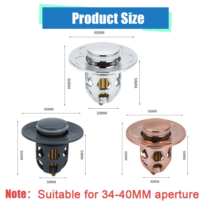 Universal Stainless Steel Basin Bounce Core Basin Drain Filter Hair Catcher Sink Strainer Bathtub Stopper Bathroom Tool