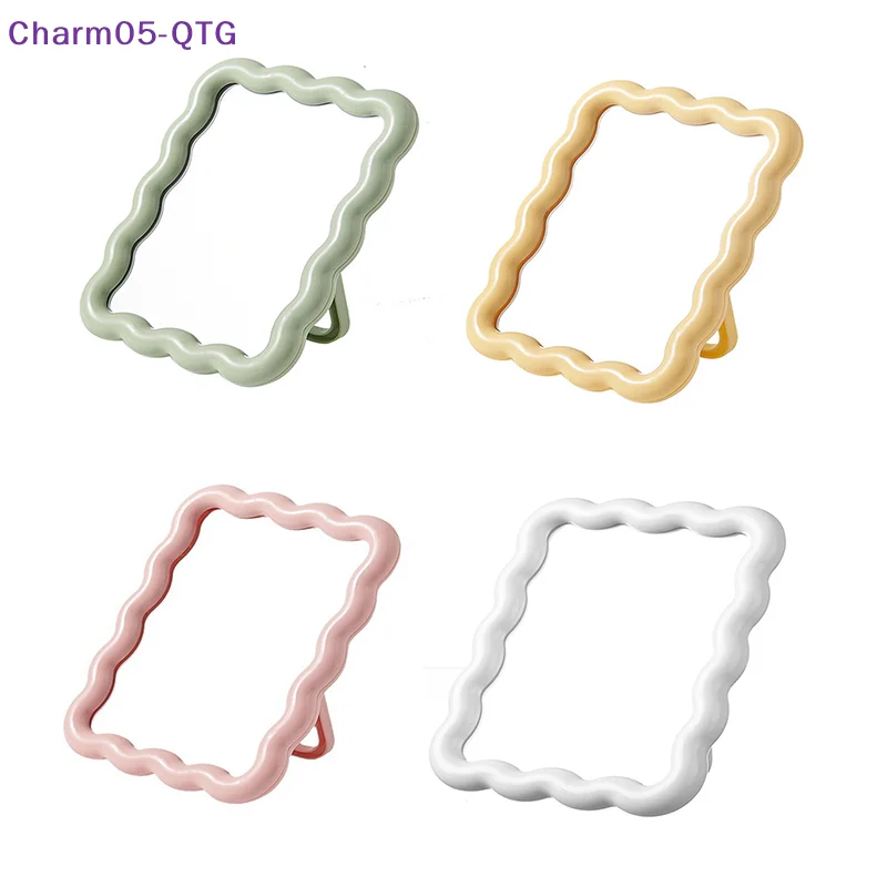 

Хит продаж! Гофрированное настольное зеркало для макияжа, однотонное, простое, портативное, ручное, складное, компактное, милое зеркало для студентов.