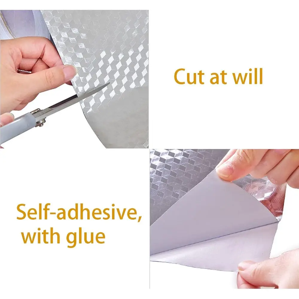 Kitchen Wallpaper Oil Proof Sticker Backsplash, Self-Adhesive Paper, Silver Cabinet Liner, Waterproof and Heat Resistant, Peel a