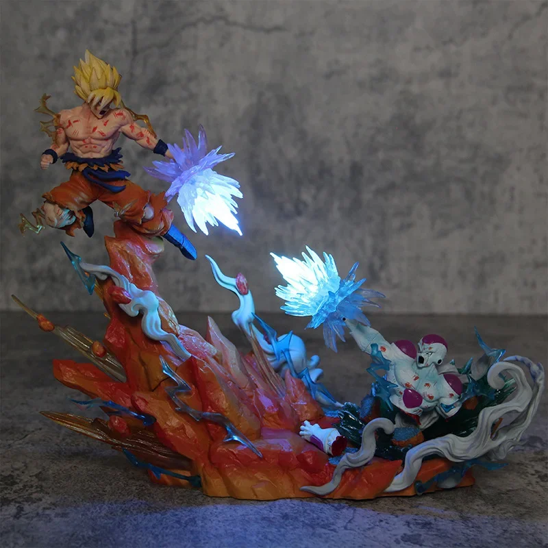 21cm Seven Dragon Ball Handmade Heaven And Earth Duel Wukong Vs Frisa Yuan Qi Bullet Glow Large Pvc Pendant Model Gift