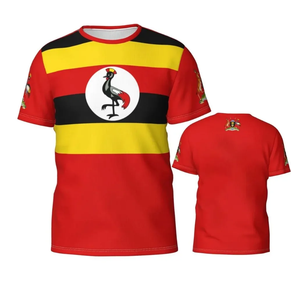 تي شيرت مطبوع عليه شارة علم اوغندا ، قمصان فريق كرة قدم بشعار وطني ، ملابس رياضية غير رسمية للرجال ، الربيع والصيف