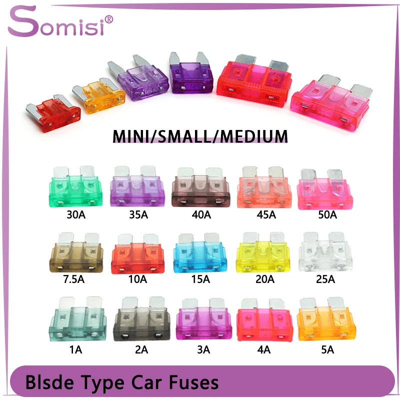 

Car Fuses Automotive Blade Type 1~50A Mini Small Medium 12v DC Automatic Truck Blade Fuse Insurance Insert Auto Accessories