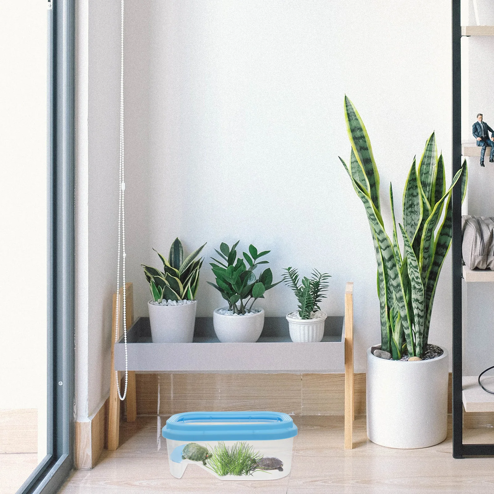 

1pc Plastic Turtle Terrarium With Sunbathing Platform Turtle Aquarium Tank For Turtles Crayfish Fish Small Amphibians Leach