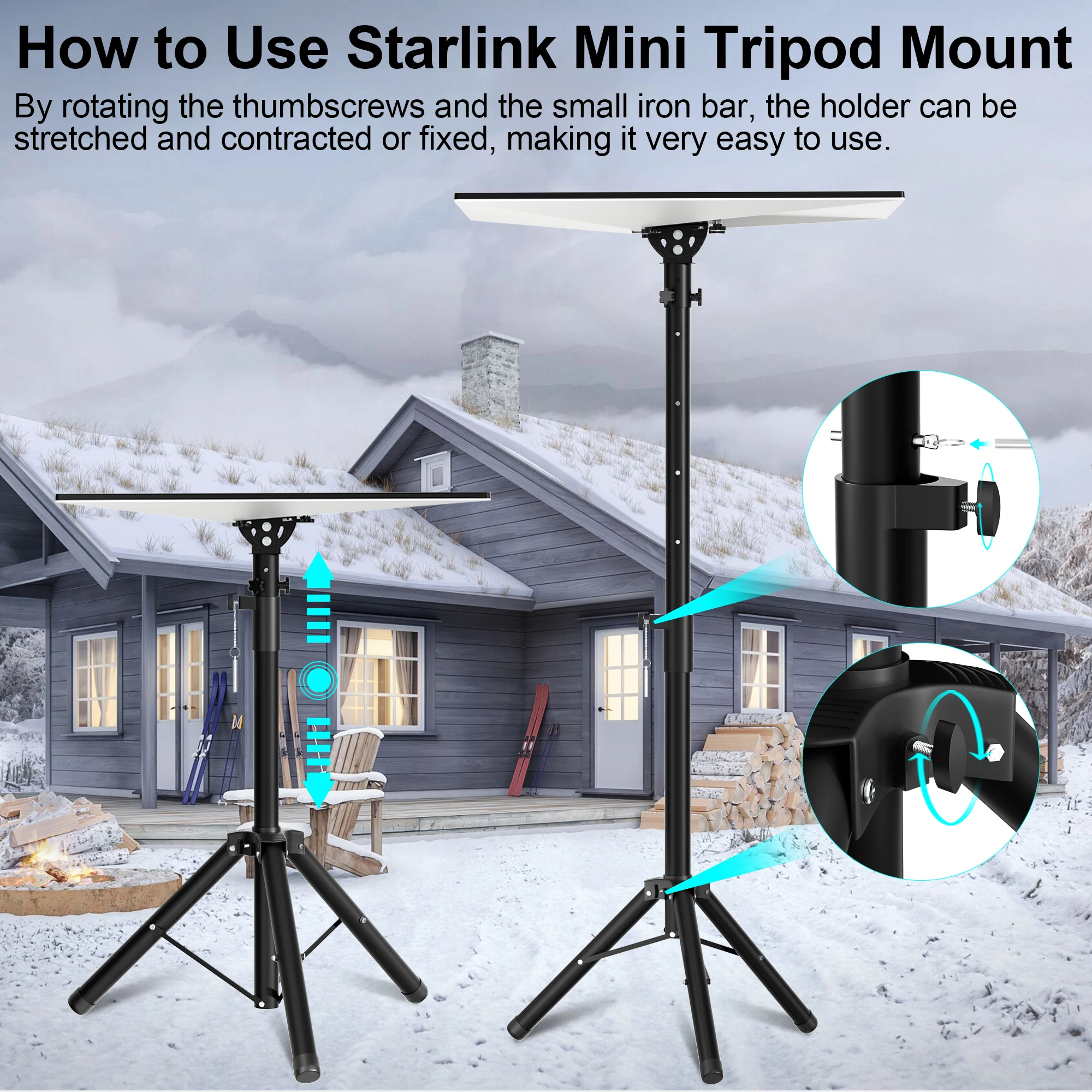 

Крепление-трипод для Starlink с регулировкой высоты и наклона, адаптер для крепления к сателлитной антенне Starlink Internet Kit, совместимый с антенной Starlink Gen3 (V3)