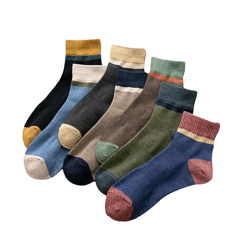 10 Pairs Men's Spring Shallow Mouth Socks Harajuku Retro Ankle Breathable Anti-odor Casual Socks