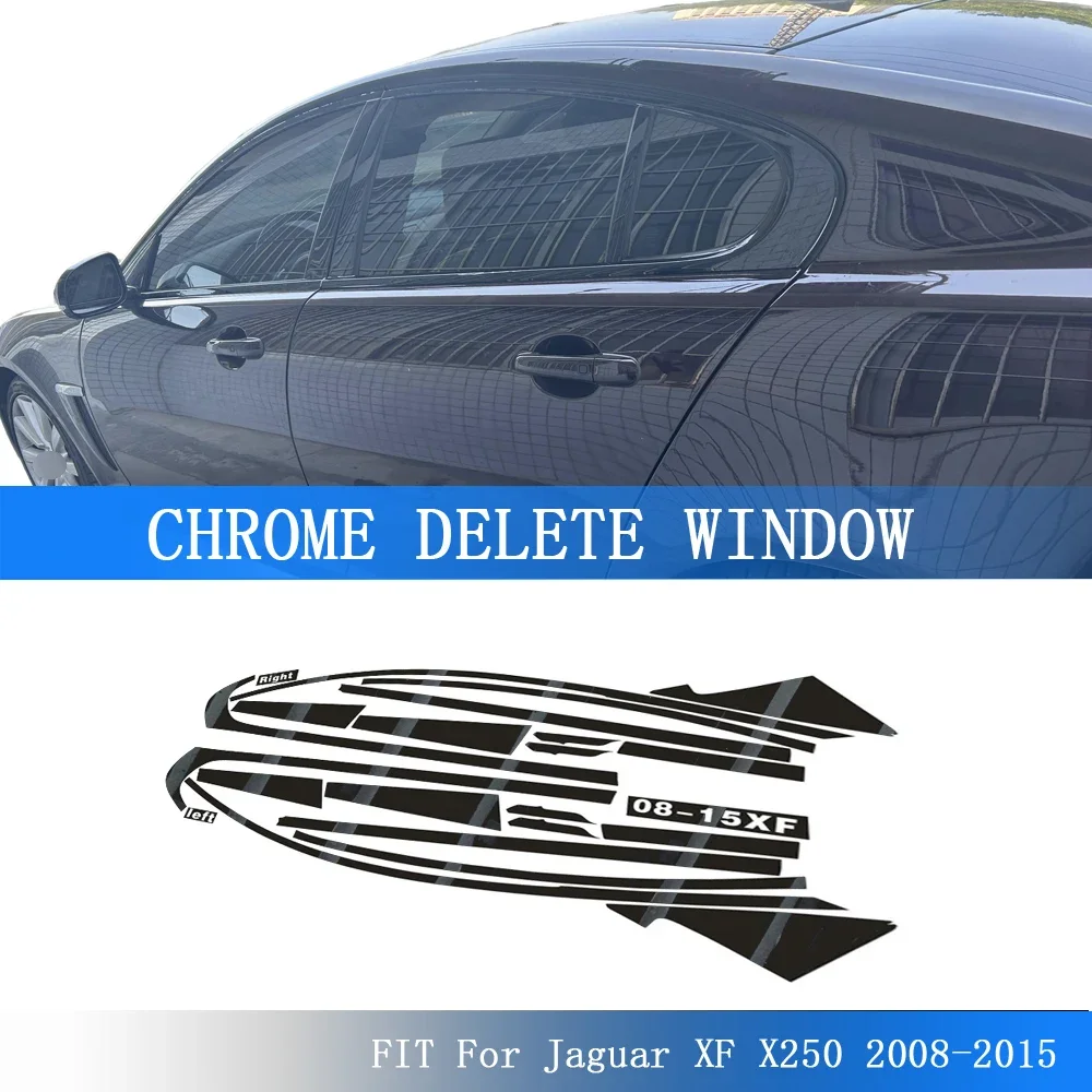 Glossy Black PVC Car Window Decorative Strip Sticker for Jaguar XF X250 2008-2015 Exterior Protection Accessory