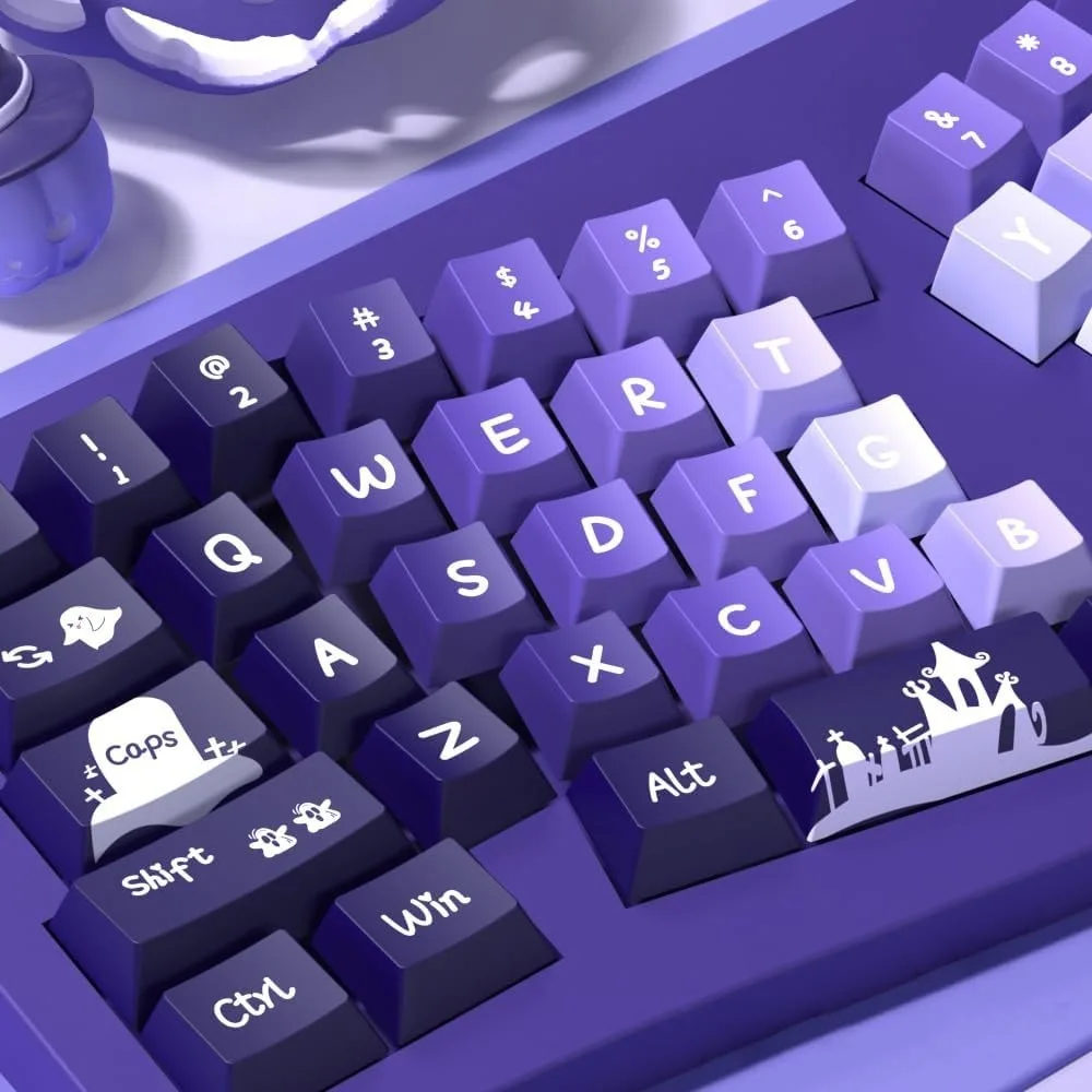 112/138/158Keys Purple Gradient Customized PBT Thermal Sublimation Mechanical Keyboard Cap Halloween Theme Anime Cartoon Keycap