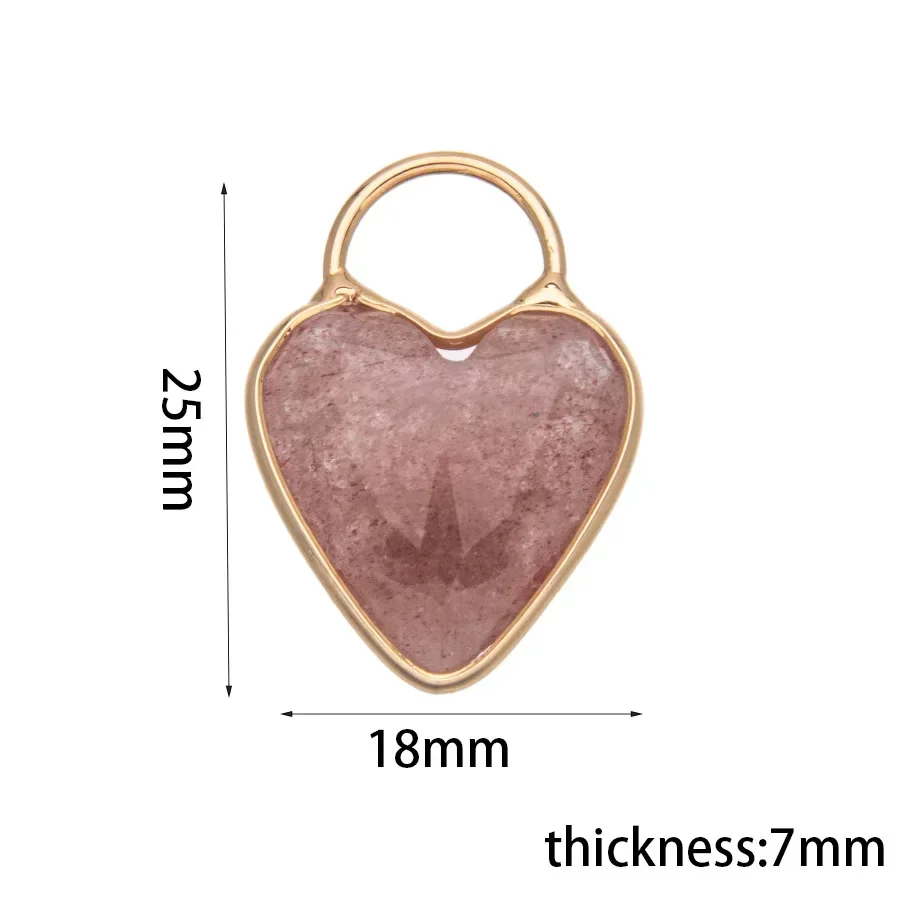 2Pcs Love Lock Pendant Natural Stone Rose Quartz Peach Heart Pedant For Women Birthday Halloween Christmas Gift