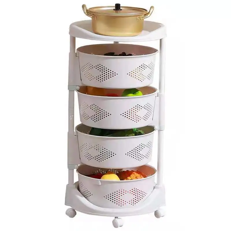 Kitchen Vegetable Home Floor Multi-layer Rotating Bedroom Bathroom Movable Sundries Storage Rack  Basket Shelf Items