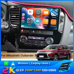 Wireless CarPlay Android 15 Auto Radio For Mitsubishi Outlander 3 GF0W GG0W 2012 - 2018 4G Car Multimedia GPS 2din