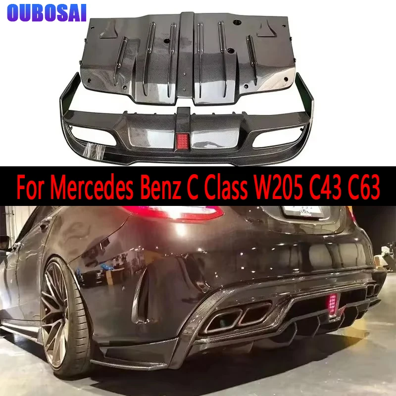 

Для Mercedes Benz C Class W205 C43 C63 Углеродное волокно, задняя губа, диффузор, автомобильный задний бампер, диффузор, задние сплиттеры, спойлер, комплект кузова
