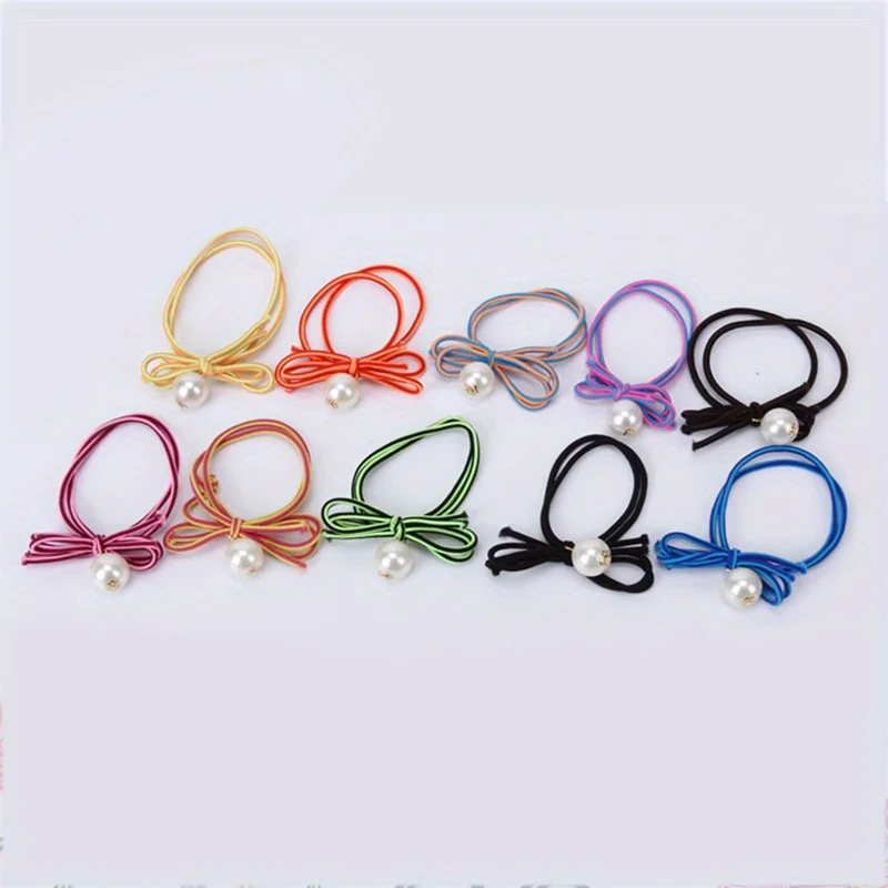 

Pearl Bow Hair Tie Hair Accessories Color Block Design for Women Girls Ponytail Minimalist Daily Elegant Style Headband Headwear