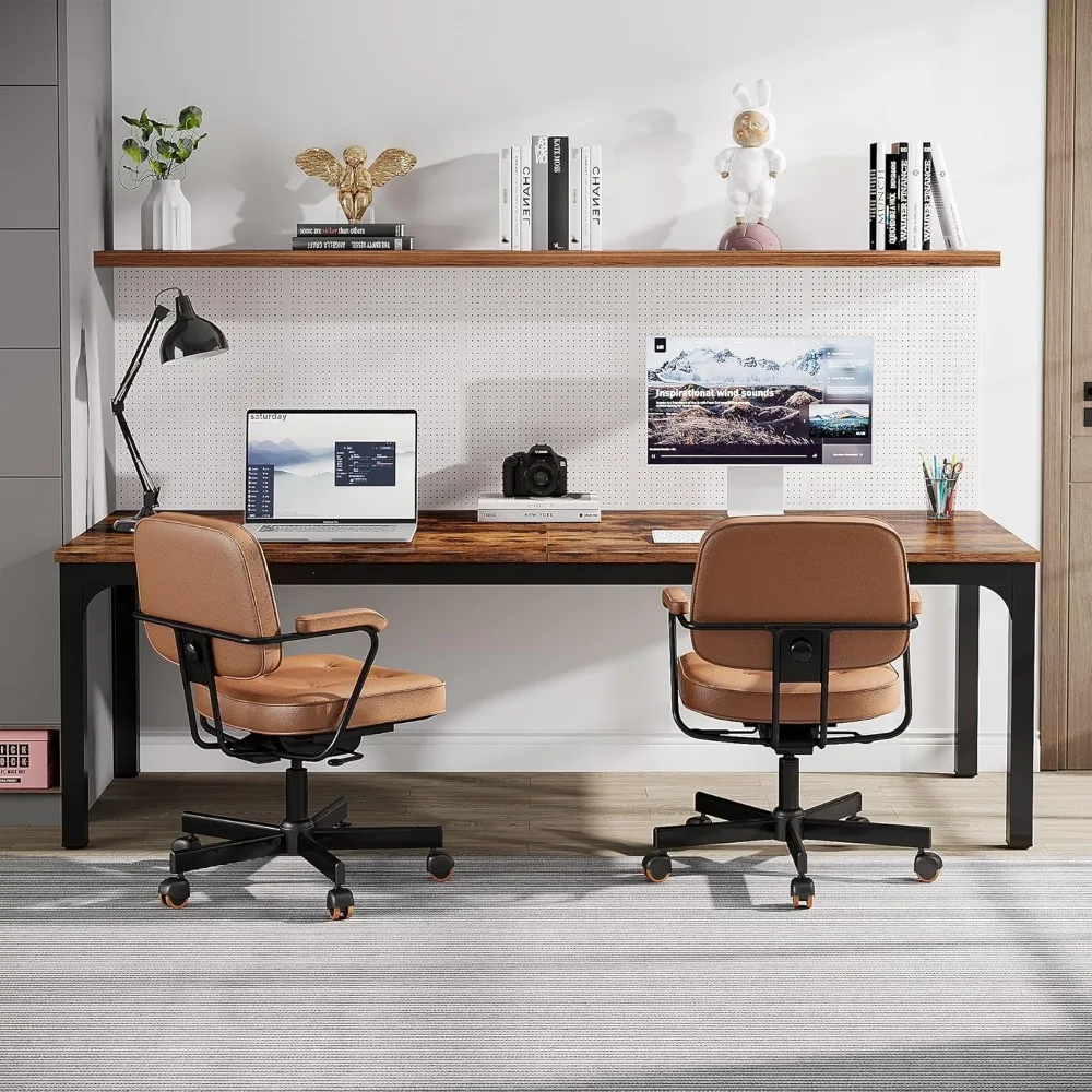 Extended Dual-Person Home Office Desk, 78.7-Inch Long Computer Workstation for Two, Spacious Desk for Home Office Collaboration