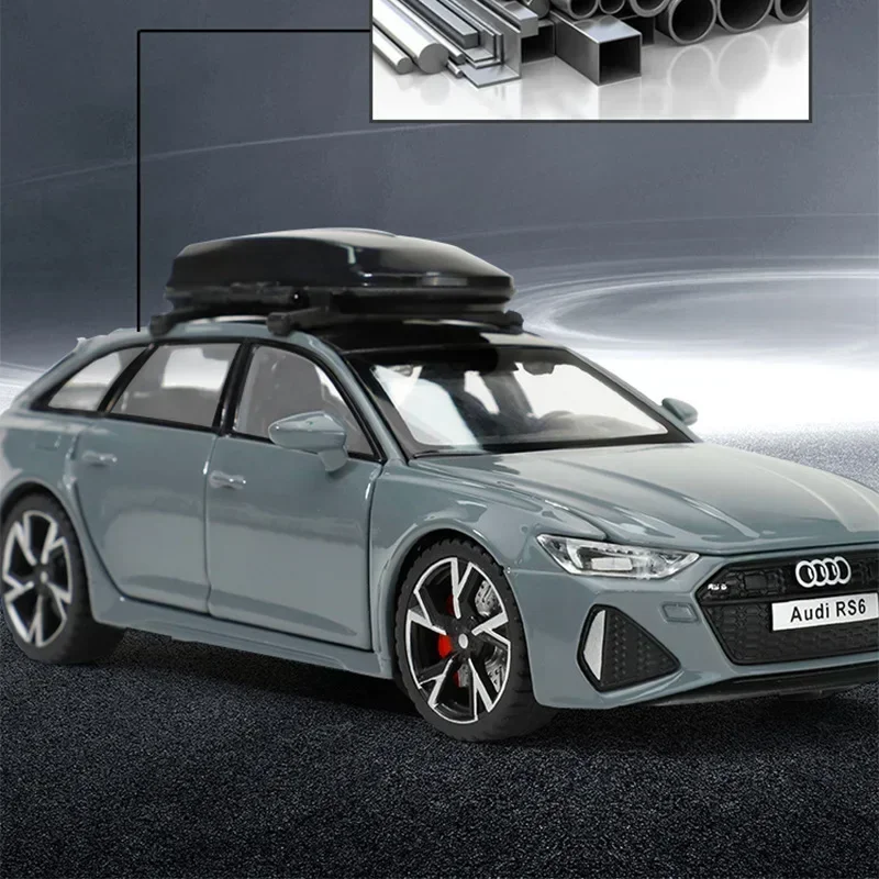 1:32 Audi RS6 Hoge Simulatie Diecast Metaallegering Model auto Geluid Licht Trek Collectie Favoriete Festival Geschenken