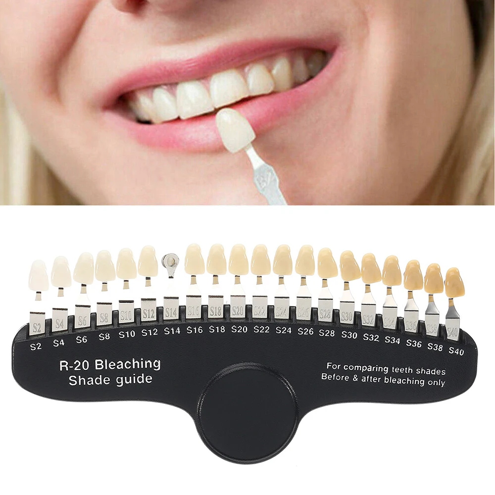 Tooth Whitening 3D R20 Teeth Bleaching Shade Guide Professional 20 Colors Shade Chart Dental Plate with Mirror Drop Shipping