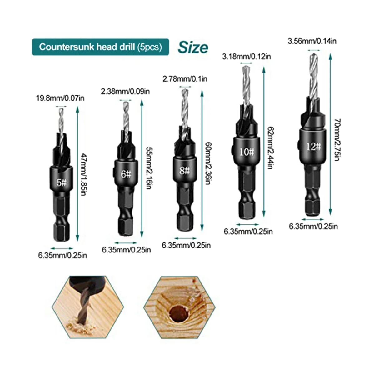 طقم لقم نجارة غاطسة ، مثقاب غاطس ، لتقوم بها بنفسك ، 5 قطع ، 8 قطعة