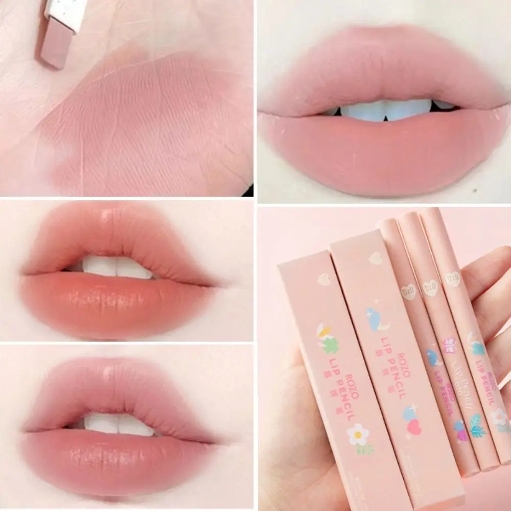 Waterproof Matte Lip Liner Smooth Long Lasting 3 Colors Lipstick Pen Velvet Lipliner Non-stick Cup Nude Pink Lip Tint Women