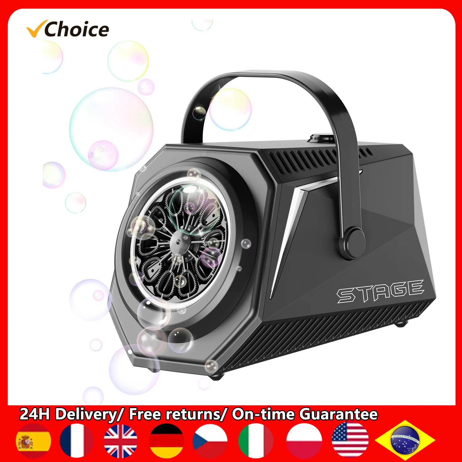 

Портативная пузырьковая машина с лампой и 10 отверстиями