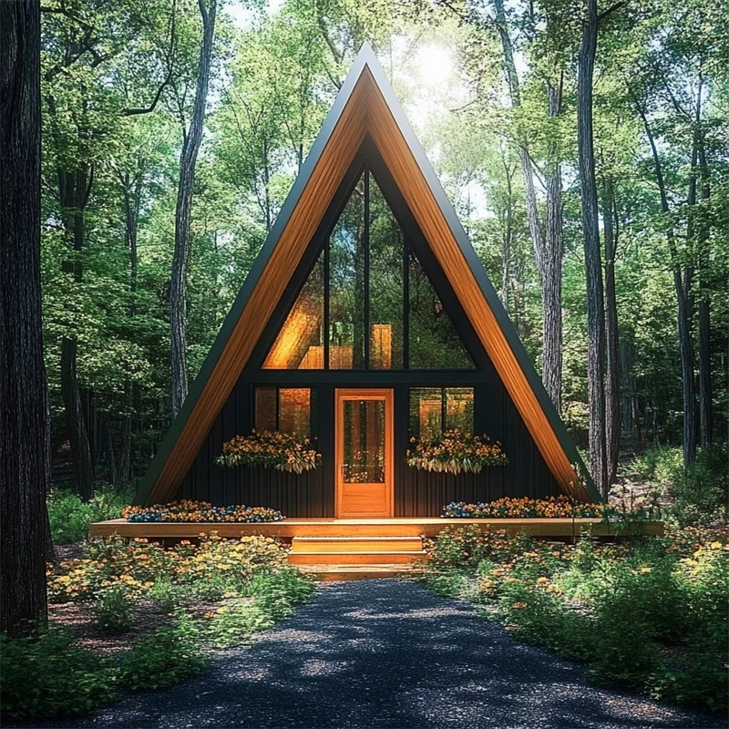 Prefab Tiny Cabin Luxury Tiny Cabin Kit A Frame Triangle House Temporary House Modular Resort Hotel