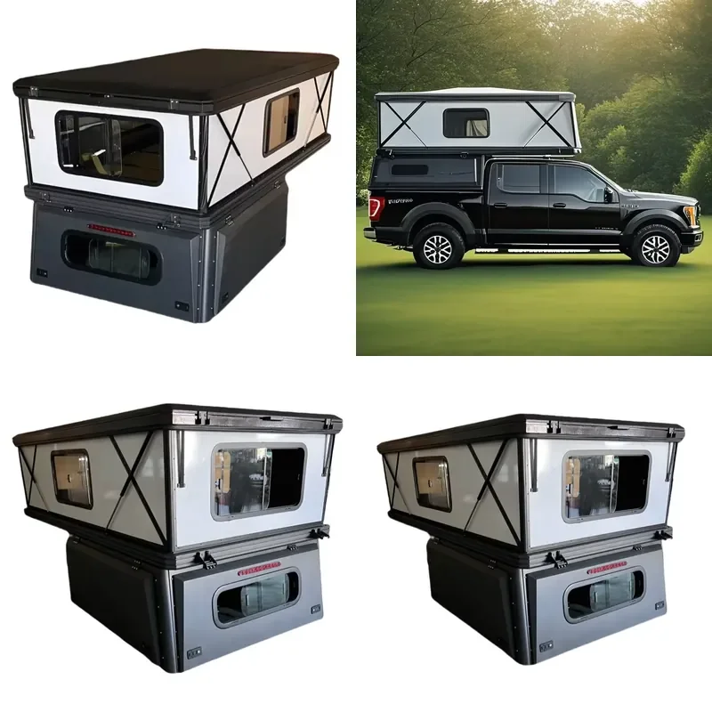 4 Season Pop up Truck Bed Camper Waterproof Hard Wall Slide In Camper for Pickup Trucks Overland Camping
