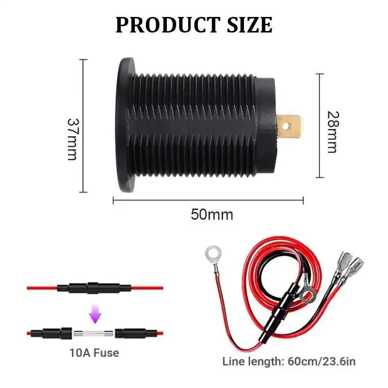 12V 24V Ônibus universal USB A QC 3.0 18W Tipo C PD 30W Soquete de carregador de carro rápido