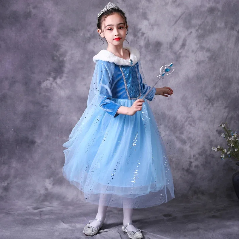 

Cosplay Princess Dress for Kids Halloween Costumes Girls Skirt Gauze Cloak Set Movie Role Playing Clothing Children Christma