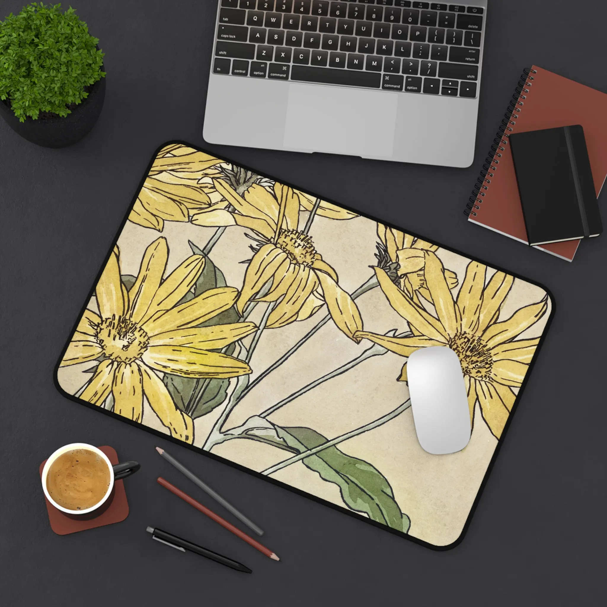 Sunflower Plant Deskmat, Cute Computer Desk Mat,keyboard Mat, Office Decoration, Cute Mousepad for Couples Gift Kawaii Desk Pad