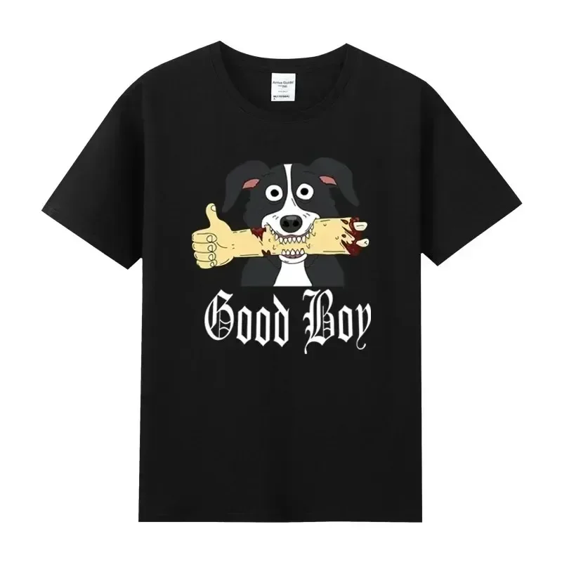 Cartoon Mr Pickles Cotton T-shirt Men Soft Collie Dog  O-neck Short Sleeved Funny Tv Adult Adultswim Mature Dog Evil Satan