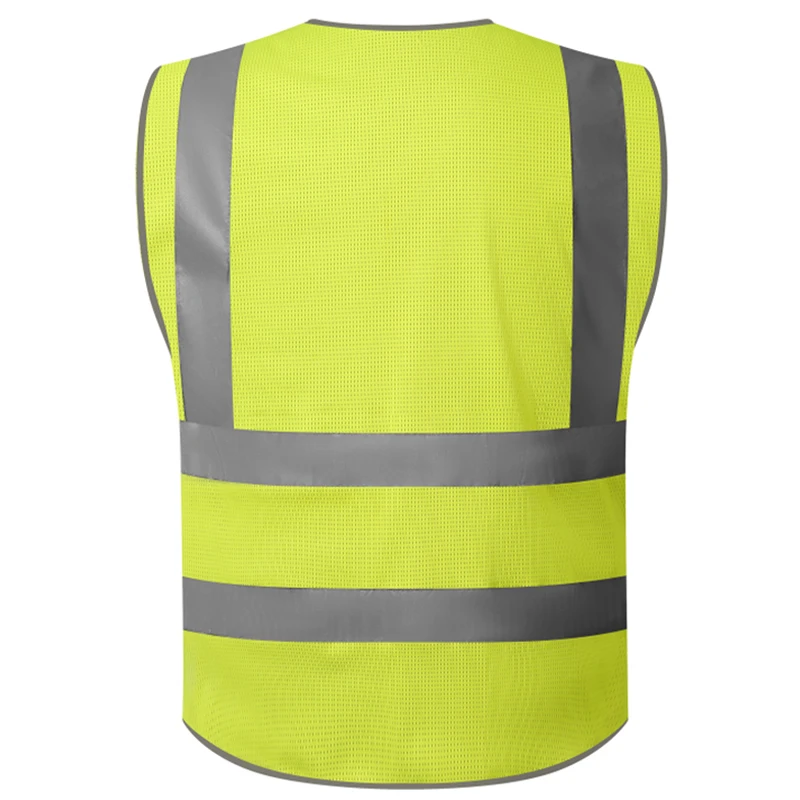 High Visibility Reflection Fluorescent Mesh Safety Vests with 8 Pockets and Front Zipper Hi Vis Safety Vest for Men