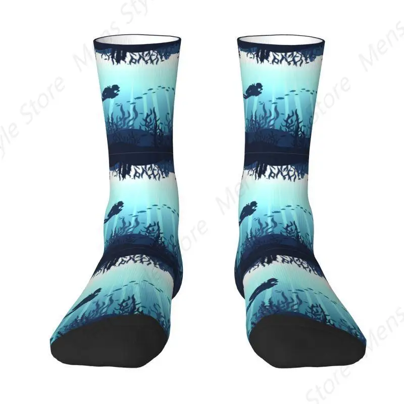 Deep Sea Caveran Diver Mens Crew Socks Unisex Cool Dive Explore Spring Summer Autumn Winter Dress Socks