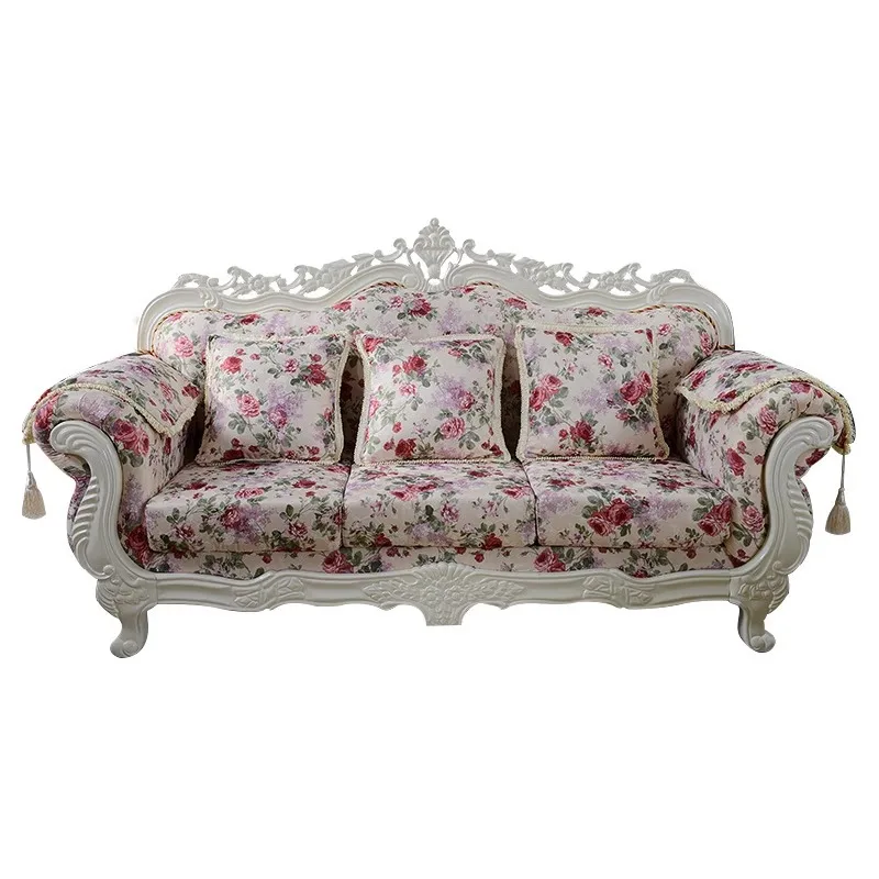 

European-style color fabric sofa combination light luxury fabric concubine sofa 1 + 2 + 3 combination solid wood furniture ma