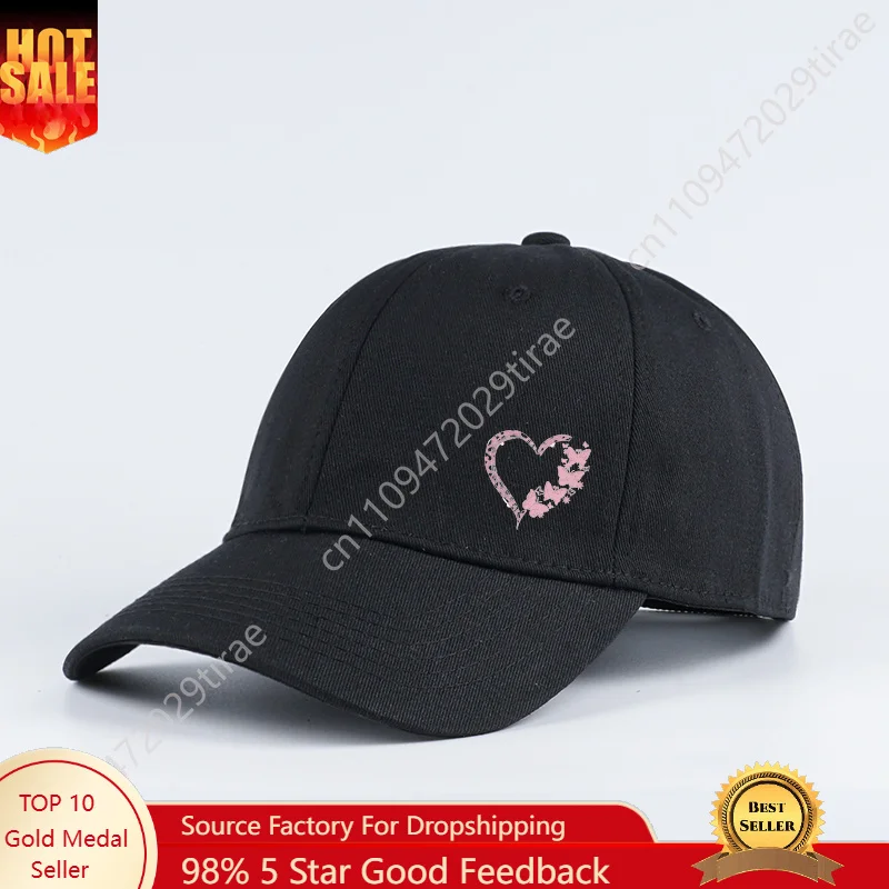 Butterfly Heart Print Baseball Cap Adjustable Unisex Gift For Girlfriend & Romantic Lovers
