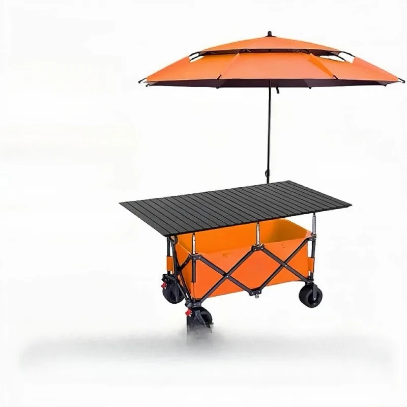 Camper truck, stall truck with awning, increased capacity, stall truck can lift and lower table, outdoor gathering camp trailer