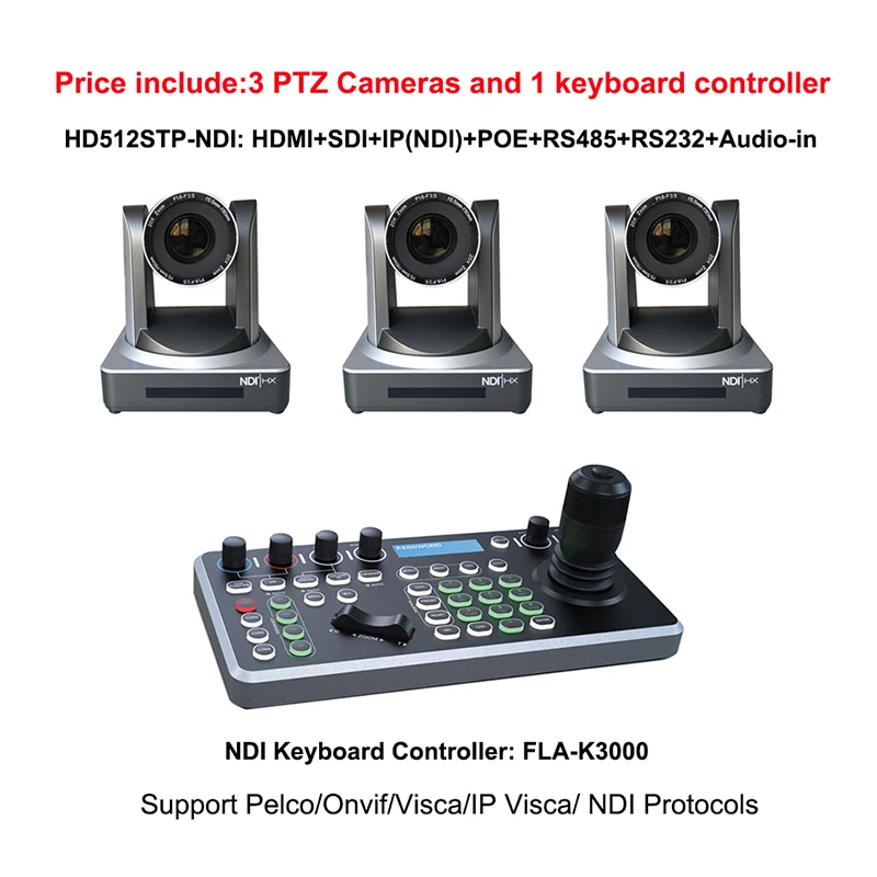 

NDI HX POE IP 1080P Broadcast HDMI 12X PTZ Camera SDI And Visca Network Joystick Controller for Live Events/Zoom Meetings