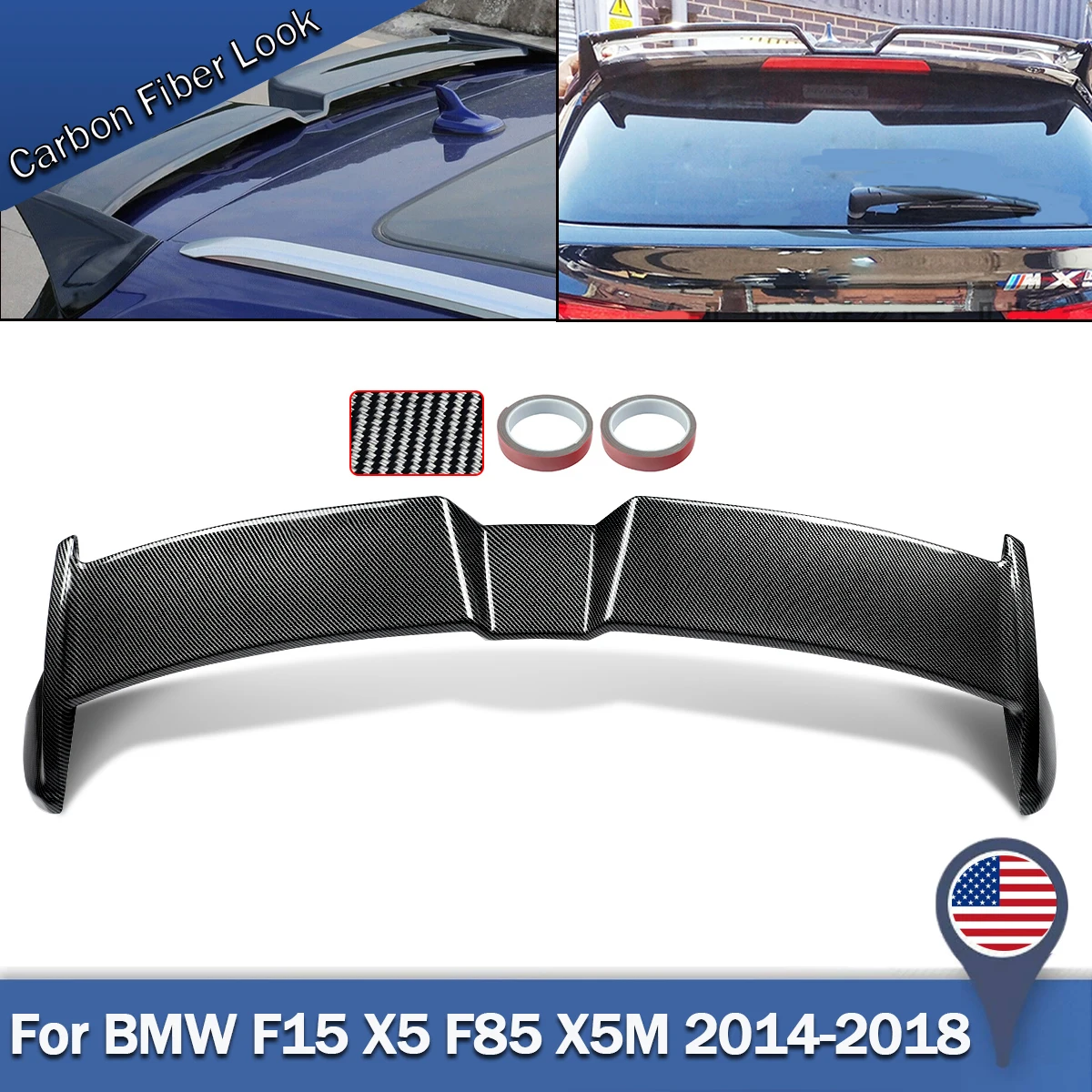 

OETTINGER Style Rear Roof Spoiler Wing Fits BMW X5 F15 XDrive50i 35i 40e 2013-2018 Carbon Fiber Look ABS Tail Trunk Spoiler Lip