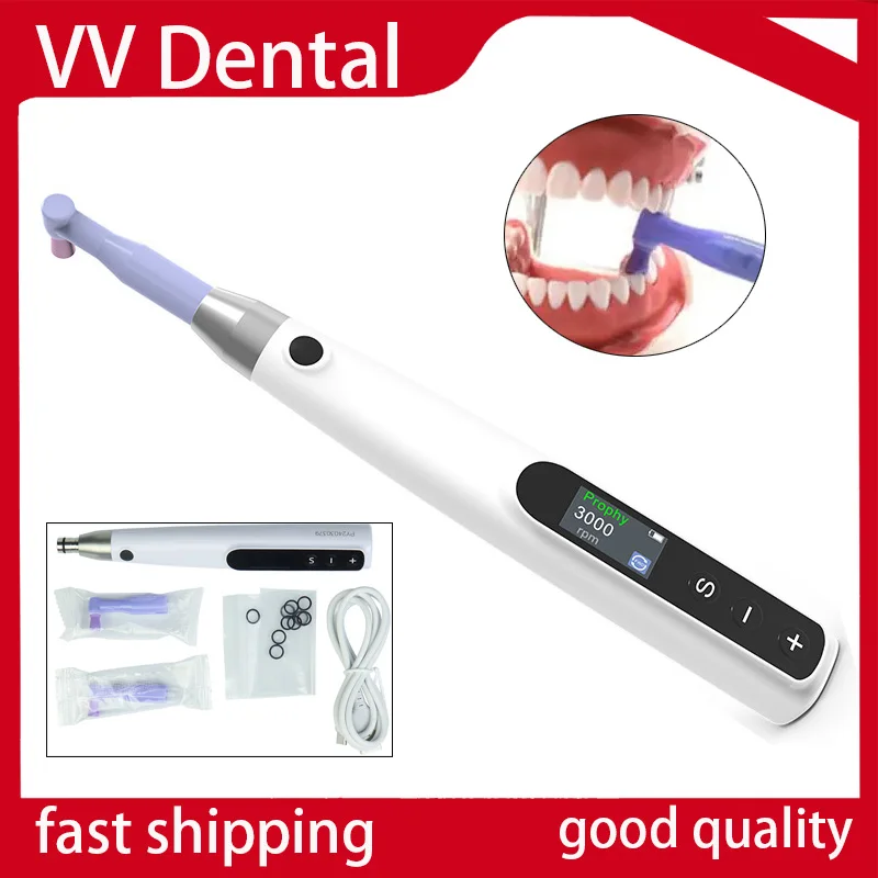 Dental Polishing Machine 3000rpm Cordless Hygiene Prophy Handpiece For Polish with 2*Prophy Angles Dental Care Tooth cleaning
