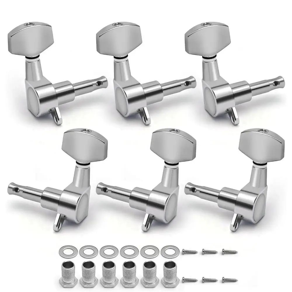 6pcs Metal Sealed Guitar String Pegs Machine Heads Locking Tuners Machine Head Tuners Keys Durable Totally Closed