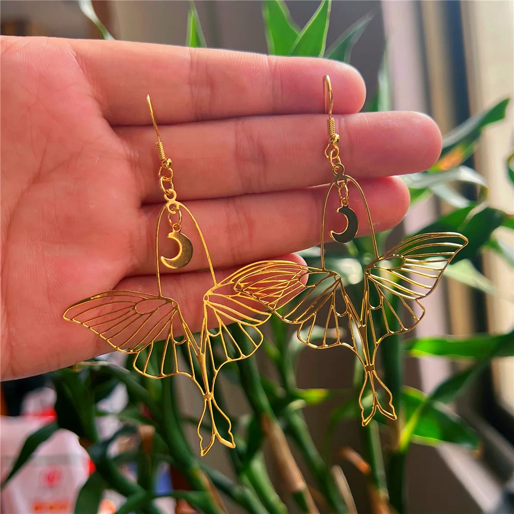 Bohemian Butterfly Moth Earrings For Women Girls Vintage Colorful Zircon Glass Beads Pendant Ear Hooks Witch Jewelry Gifts