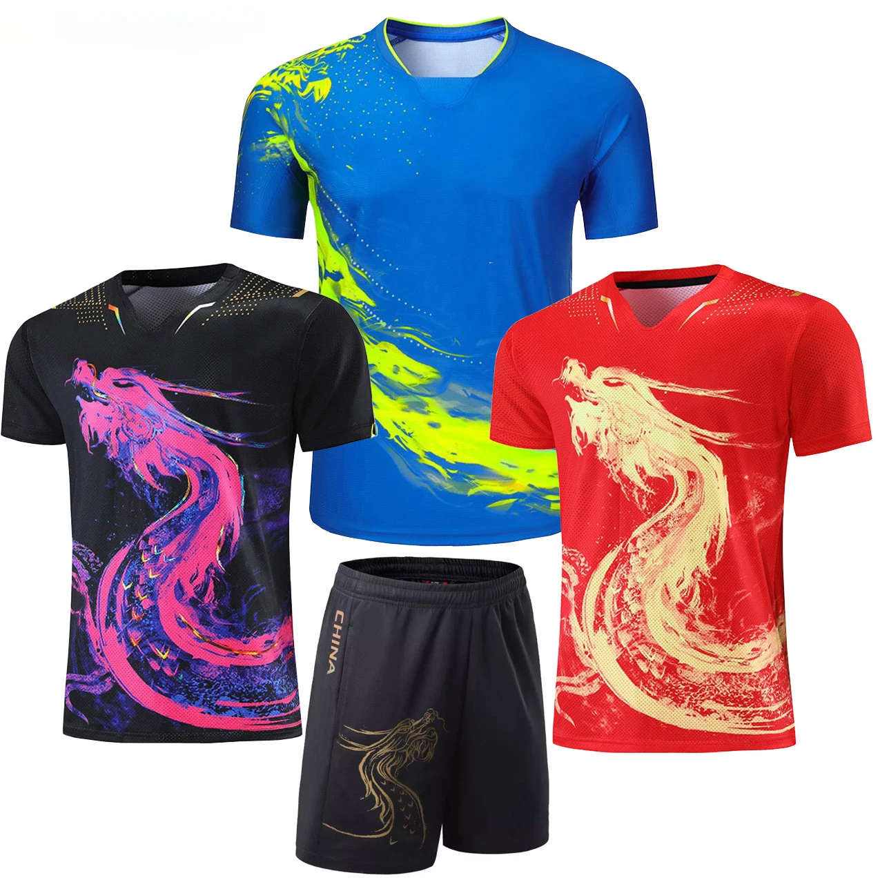 Latest China Dragon table tennis suit Jerseys Men Women Child China ping pong suits Table tennis clothes table tennis t Shirts