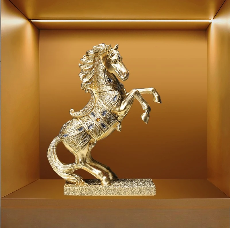 Golden Horse Statue, Perfect for Office Decoration, Home Decor, Animal Statues, Sculptures
