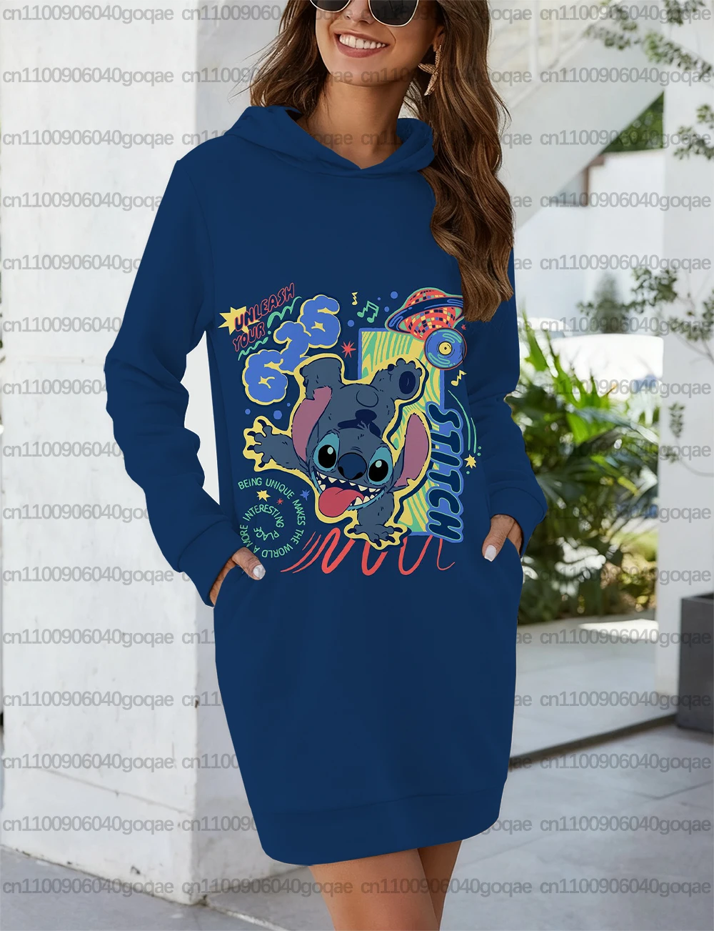 Robe à capuche pour femmes, avec dessin animé Disney Stitch, imprimé mignon et doux, à la mode, Style de rue, chemise de sport, tenue de fête, nouvelle collection