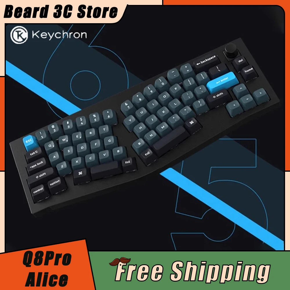 

Keychro Q8Pro Alice68 Mechanical Keyboard Aluminium Alloy Dual Mode 1000Hz Knob VIA QMK Gaming Wireless Keyboard Pc Gamer Win