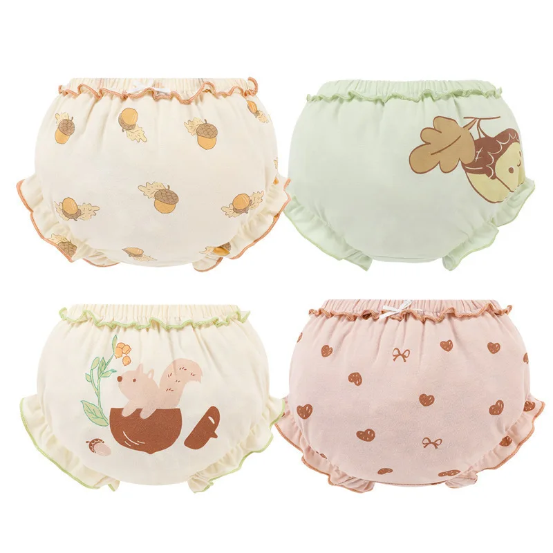 

4 Pcs Girls Underwear Soft Cotton Child Underwear Cartoon Kids Underwear Bread Pants Children'S Panties For Girls