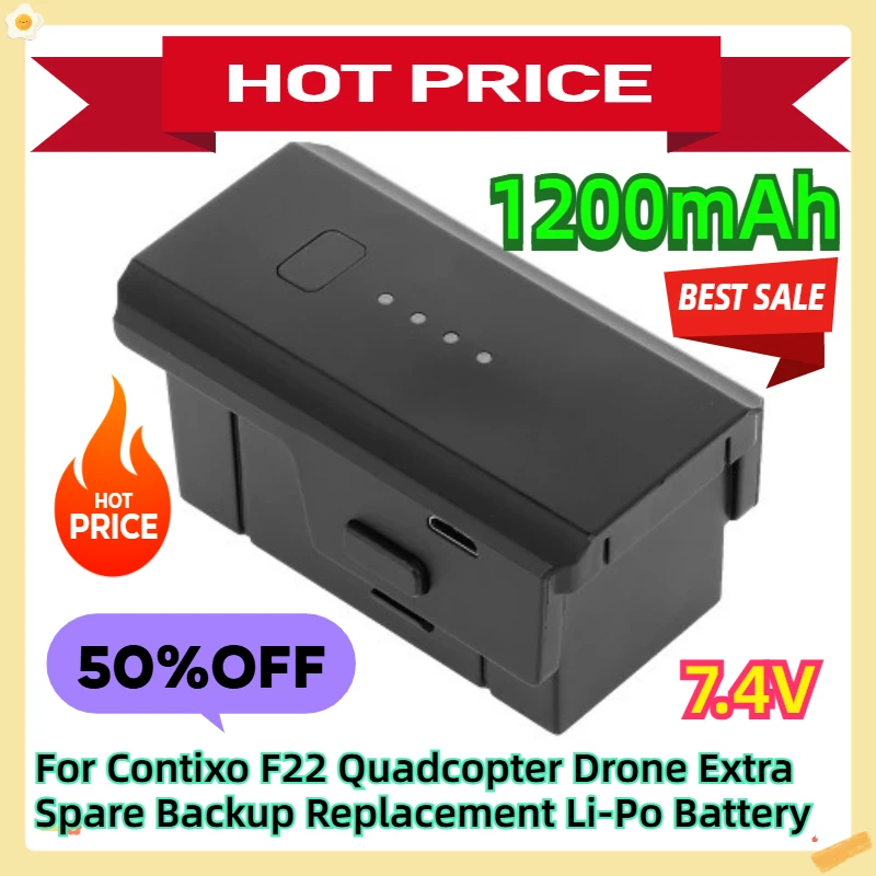 

For Contixo F22 Quadcopter Drone Extra Spare Backup Replacement Li-Po Battery 7.4V 1200mAh