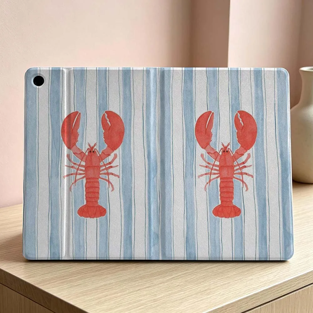 Design Striped Lobster Pattern For Samsung Galaxy Tab S11 S10 S9 S8 S7 S6 A11 A9 A8 A7 Ultra Lite FE Plus Inch Tablet Case Soft