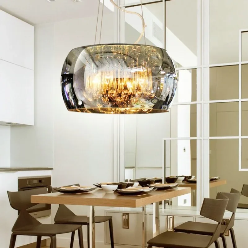 GHJUYIOL Nordic modern minimalist living room, dining room, bedroom, lamp, villa, hotel glass cover, crystal chandelier