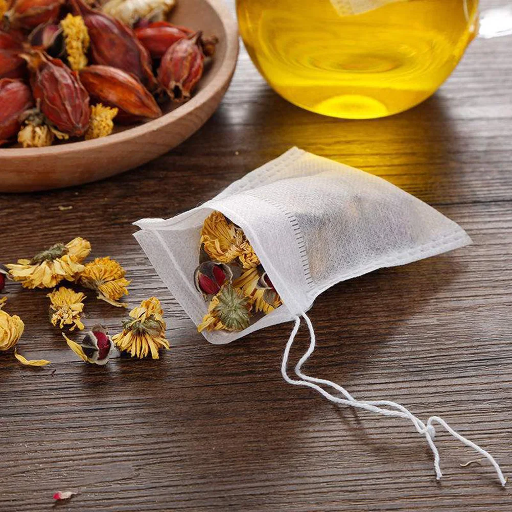 

200Pcs Non-Woven Drawstring Tea Bag Portable Filter Bags for Loose Tea Herbal Coffee Spice Strainers Drawstring Teabag