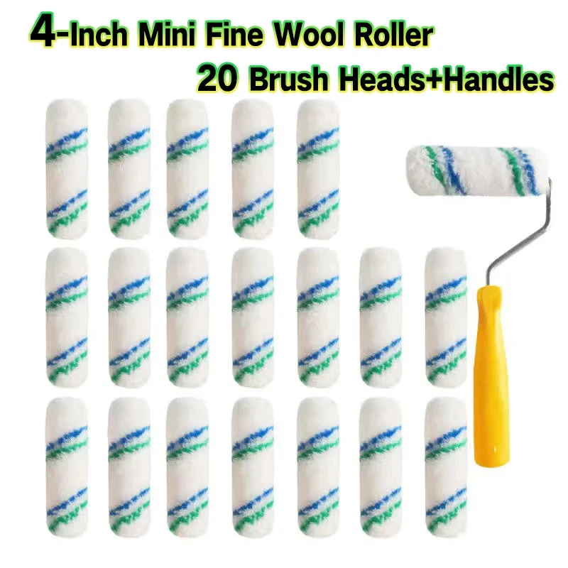 

20pcs/set 4inch Paint roller brush 50PCS and 2handle Mini Wall Handle Painting Paint Tools Corner Painting Roller for Tool Brush