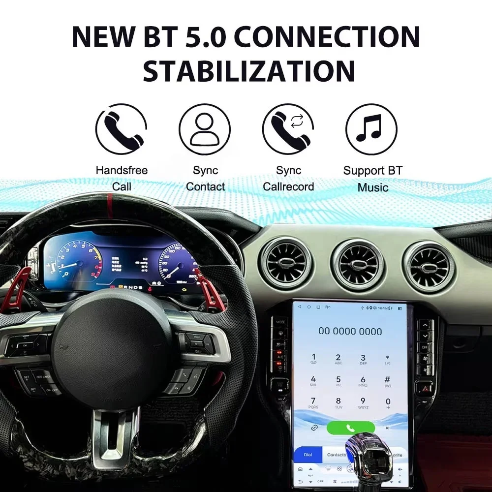 

14,5-дюймовый экран Android для Ford Mustang 2015-2023, автомобильная магнитола с навигацией, CarPlay, мультимедийная система, цифровая приборная панель, головное устройство с поддержкой 4G LTE